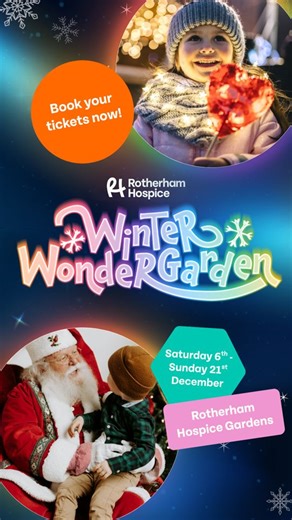 A very special festive season at Rotherham Hospice ✨ Our gardens will be transformed into a Winter Wonder Garden — a glowing celebration of light, love and community. From 6th–21st December, 5–8pm each evening, wander through our festive light trail, meet Santa, enjoy hot food and seasonal drinks, and see our Tree of Light shine with stars dedicated in memory of loved ones. Join us for a brand-new festive experience that captures the true spirit of Christmas: https://www.eventbrite.co.uk/e/winte