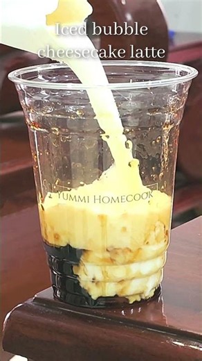 Refreshing iced bubble cheesecake latte tutorial 🧊 #shorts #recipe