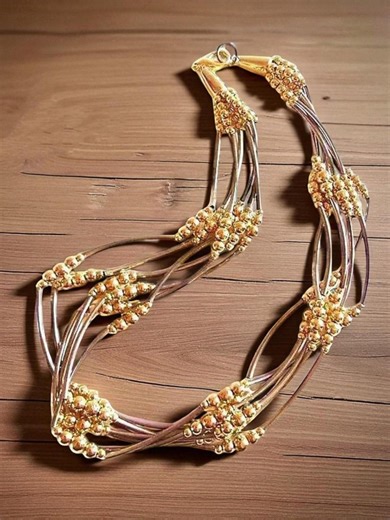 Gold & Silver Tone Necklace, Multi 6-strand Stationed Beads, Curved Bars, Two-tone Vintage - Etsy