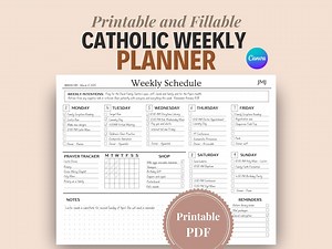 Catholic Weekly Planner Printable | Daily to Do List, Weekly Planner Digital Download, Undated Christian Daily Planner, Minimalist Planner - Etsy