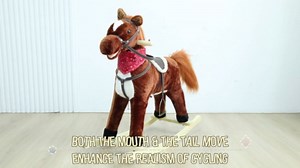 Rocking Horse Kids Plush Ride on Animal Toy with Wooden Rockers, Baby Rocking Chair with Wagging Tail, Moving Mouth & Realistic Sounds, Gift for Boy Girl, Age 1-6, Brown (Dark Brown, Small)