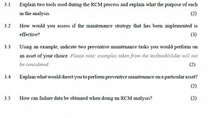 3.1 Explain two tools used during the RCM process and explain t... | Filo