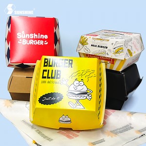 [Hot Item] Wholesale Custom Takeaway Fast Food Restaurant Hamburger Hot Dog Packaging Disposable Paper Burger Box
