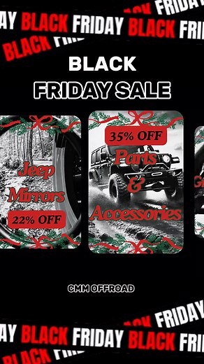 BLACK FRIDAY IS LIVE 🔥🛠️ �Up to 35% OFF� Stack qualifying promos for more savings USA-made gear. Precision parts. Zero fluff. �Your Jeep deserves an upgrade that actually performs. 🇺🇸 Let’s go. www.cmmoffroad.com | CMM Offroad