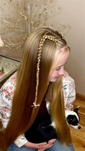 Jenna McDaniel- Girl’s Hairstyles on Instagram: "If dutch braids are tricky for you, try this trick! The hairstyle turns out just as cute as double dutch braids! I hope this video was helpful! 🫶🏻🎀✨ #hairstyle #hairtutorial #longhair #braids"