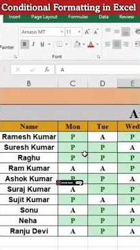Excel me Attendance Auto Highlight kaise kare ⚡ | Conditional Formatting Trick #shorts