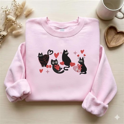 Valentine Cat Embroidery Design Bundle, Cute Black Cat Love Embroidery, Heart Kitty Machine Embroidery Files - Etsy