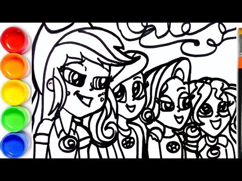 How to draw My Little Pony Equestria Girls - Applejack, Fluttershy, Rarity, Sunset Shimmer