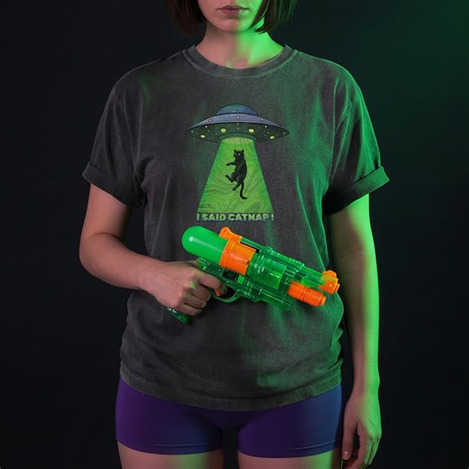 Funny UFO Cat Shirt, Alien Abduction Cat Tee, Black Cat Humor T-shirt, Space Cat Graphic Tee, Catnap Design - Etsy