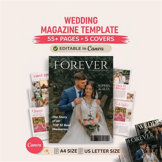 Modern Wedding Magazine Template, Wedding Photo Album & Booklet for Couples - Etsy