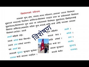 Nepali Grammar Adjective Class 6, 7, 8, 9, 10, SEE TO 12 नेपाली ब्याकरण विशेषणको परिचय र प्रकार