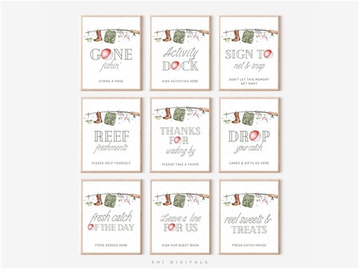 Fishing Birthday Party Sign Bundle O-fish-ally One Party Sign the Big One Signs Gone Fishing Editable Fishing Table Signs FM02 - Etsy