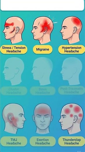 Common Headache Types Explained in Seconds | Head Pain Areas #shorts