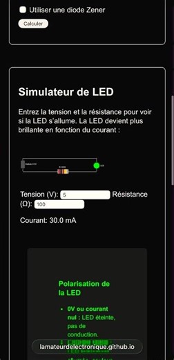 Simulateur de polarisation d'une LED