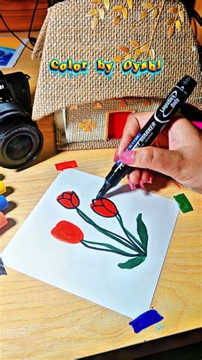 Red Tulips Acrylic Painting | Bold & Expressive Art #shortsfeed