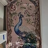 Area Rugs 8x10 Rug for Living Room Clearance Washable Floral Peacock Non Slip Vintage Low Pile Large Rug for Living Room, Bedroom, Farmhouse, Dining Room, Kids Playroom(Pink)