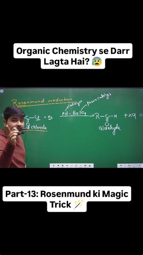 Sengar Academy on Instagram: "Na rattne ka jhanjhat, na bhoolne ka darr! 🚫🧠 Name Reaction Series ke Part-13 mein aaj sikhiye Rosenmund Reaction ko ek majedaar trick se. Chemistry ko ratto mat, samjho! Agar organic chemistry se darr lagta hai, toh ye series aapke liye hi hai. Pasand aaye toh Like aur follow zaroor karein! 🙌 #ChemistryShortcuts #BoardExams2026 #JEEMains #RosenmundTrick"