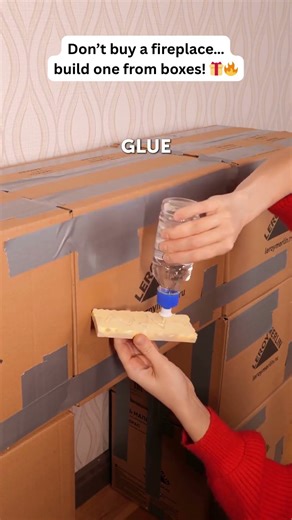 Build a Christmas fireplace with boxes 🎄📦🔥 #ecocraft #diychristmas