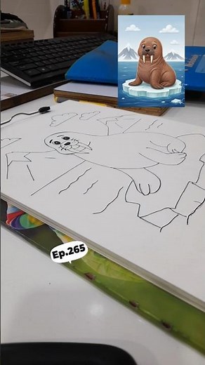 How to draw a walrus easily for kids? Learn to draw quickly #art #lineart #cartoon #drawing #artist