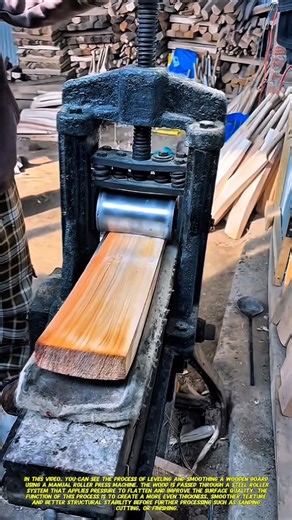 Wood Board Leveling Process | Manual Roller Press Machine.
