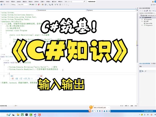 C#基础知识筑牢基础1.5控制台输入输出