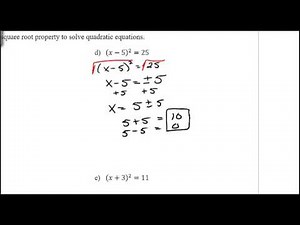 Solving Quadratic Equations - Square Root Method - 11.1