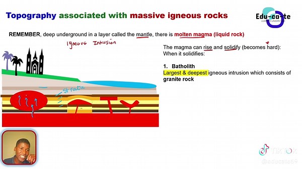 Topography associated with massive igneous rocks - grade 11 geography More on youtube! #fyppppppppppppppppppppppp #juneexams #edu-cate #geography #geomorphology #educate #sama28 #grade11geo