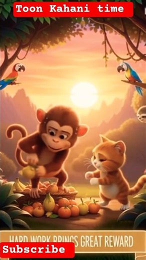 Lazy Monkey Learns a Lesson from a Smart Cat | Kids Moral Story #bedtimetales #kidvoiceover