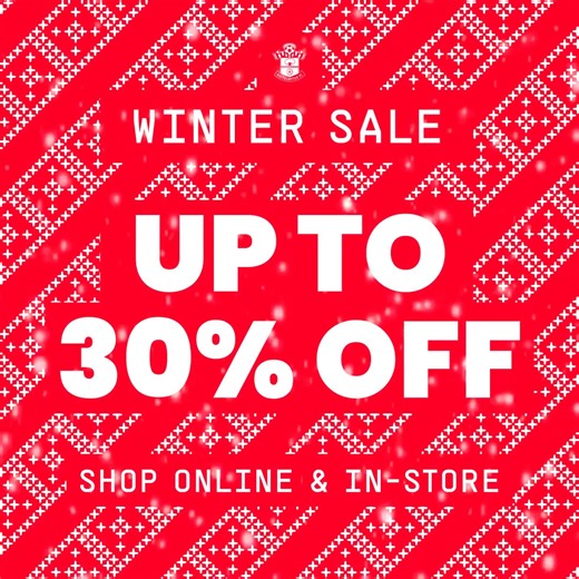 The Southampton FC Winter Sale is now live 🚨 With up to 30% off, the biggest Saints sale of the year is back! Shop online & in-store today 🔴⚪ | Southampton FC