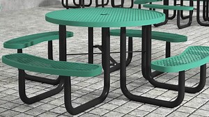 Carnegy Avenue Green Round Steel Outdoor Picnic Table CGA-SLR-528540-GR-HD