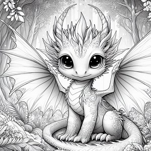 20 Coloring Pages of Cute Baby Dragons Plus 2 Bonus Pages - Etsy