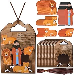 Syhood 24 Set Daniel and The Lion's Den Craft Kit, Christian Vbs Religious Crafts Easter DIY Christian Bible Craft Kit for Home Activities
