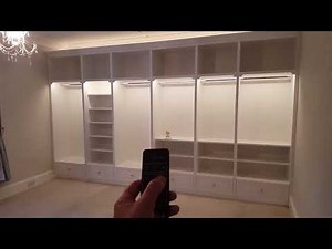 Fitted bedroom with remote control integrated lighting (Hafele Loox range)