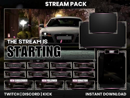 Audi Themed Stream Pack | Car Overlays | Twitch Stream Pack |twitch Car Overlay | Twitch Panels | Animated Audi Car Screens | Twitch Panels - Etsy