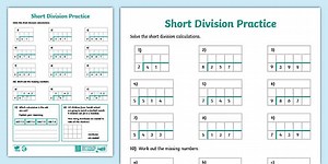 Short Division Activity Sheet - KS2