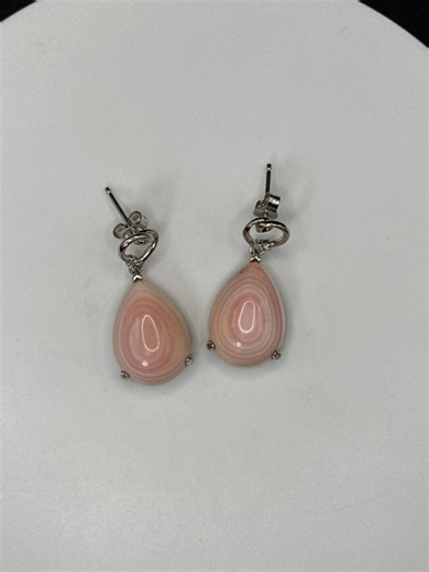 Pink Conch Shell Sterling Silver Earrings