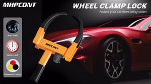 Wheel Lock Universal Trailer Wheel Lock Adjustable Security Tire Boot Lock Anti Theft for ATV RV SUV Car Golf Cart Boats Motorcycles Great Deterrent Bright Black-Yellow (3 Keys)