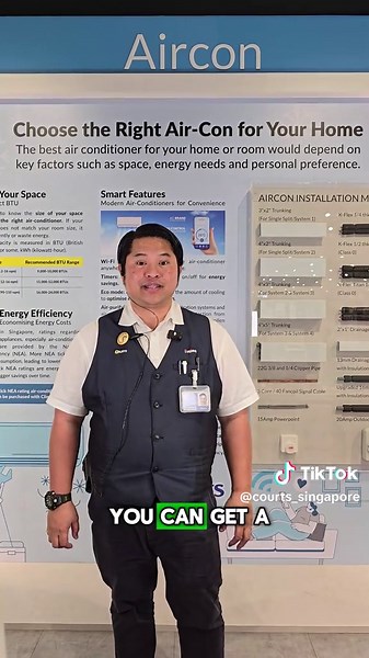 ❄ Need a new aircon for your home? COURTS has the widest range of air conditioners, portable aircons, air coolers & fans! 🌬 Redeem your $400 Climate Voucher at COURTS & get additional up to $400 off! 💰 And with COURTS FlexiPlans, get a system aircon for just $5/week*! 🔥 Plus, enjoy FREE installation, material upgrades & warranties worth $2000 when you sign up today! Don’t miss out—visit COURTS now! #courtssgtiktok #courtssg #aircon #airconditioner #flexiplan #affordable #fyp #fypsg