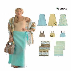 Mock Wrap Maxi Skirt, New Look 6029, Women Sewing Pattern, Fit Flare Long Sarong Style, Waist Tie, Aline, Shawl and Purse Size 8 to 18 UNCUT - Etsy