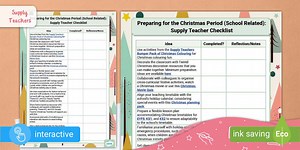 Preparing for the Festive Period (School Related): Supply Teacher Checklist