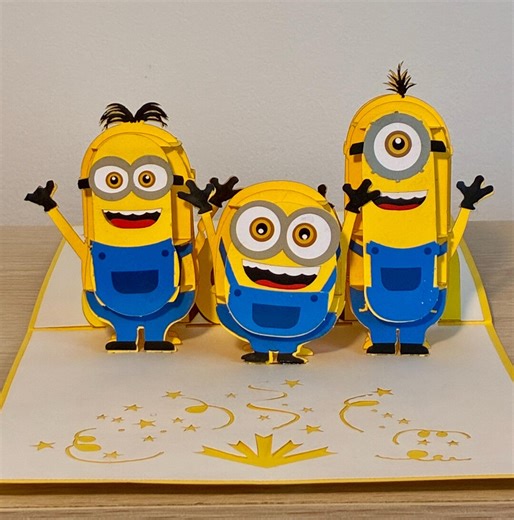 Yellow Cartoon Pop up Birthday Card, 3D Minion Inspired Fun Card - Etsy