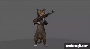 Crazy cat with AK rifle 🙀 on Make a GIF