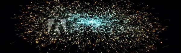 Abstract animated glowing particles, emitting and speading from a center galaxy source, concepts, ideas, 4k, transparent background with alpha channel