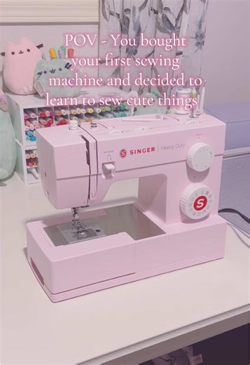 I realized that sewing is more than hemming pants - you can make ANYTHING! I love my pink Singer 4452. I know there are mixed reviews with them but I decided to take the chance. It was too cute to pass up. Let’s sew a cute storage bin together! #pinksewingmachine #singer #sewing #beginnersewing #kawaiiaesthetic