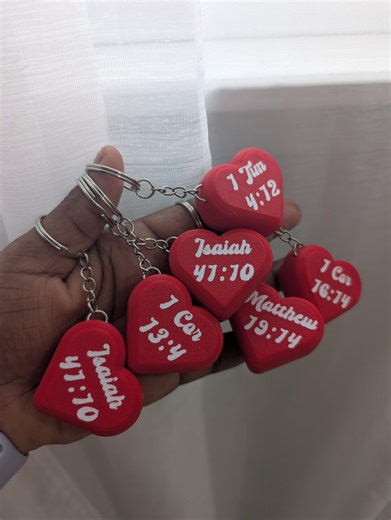 3D Printed Heart Keychain - Personalized Bible Verse, Christian Gift - Etsy
