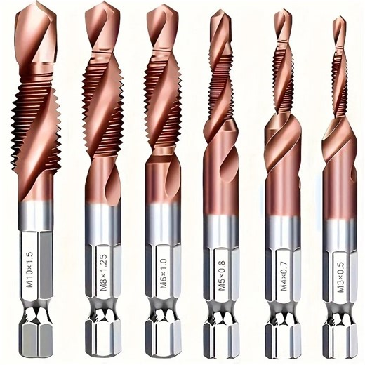 🔥Say Goodbye to Cumbersome Processes! A 6-Piece Drilling and Tapping Tool Set Doubles Your Efficiency! 💥Are you still bothered by the frequent tool changes required for drilling, tapping, and deburring? This drill bit set will completely transform your work! 💡Integrating drilling, tapping, and countersinking, it gets you done in one easy step! | Libreassisty