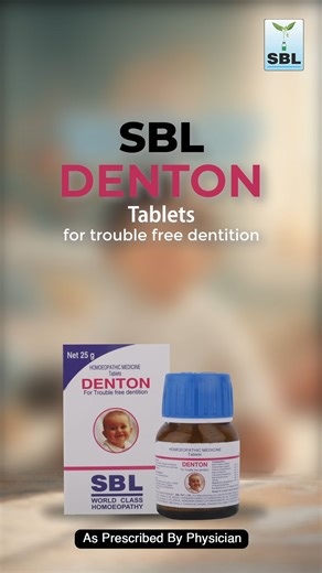 SBL Baby Care on Instagram: "Teething can turn even the happiest little one restless. The drooling, the gripes, the cranky nights, it’s a tough phase for babies and parents both. That’s where SBL’s Denton Tablets offer gentle support. Made with well-balanced homoeopathic ingredients, they help ease the discomfort linked with teething and support better calcium and phosphate absorption Buy Now : www.sblglobal.com As prescribed by the physician #SBLHomoeopathy #DentonTablets #TeethingRelief #BabyC