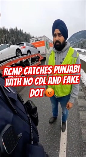 Dangerous Punjabi trucker uses Uhaul moving truck to pull 6 car hauler 🤡 #bodycam #police #trucker