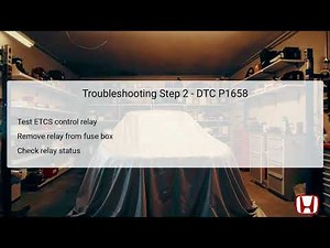 DTC P1658: ETCS Control Relay ON Malfunction - Honda Accord 2012-2017