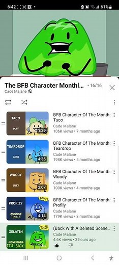 One second of every BFB character of the month (UPDATED)